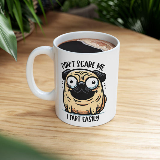 ColorFlow | Funny Pug Coffee Mug | Cute Dog Lover Gift | 15oz Ceramic Mug | Funny Pet Humor Mug for Work or Home