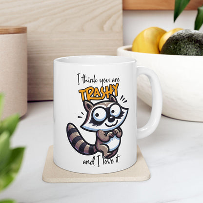 ColorFlow | Trashy and I Love It Raccoon Mug | Funny Animal Coffee Cup | 15oz Ceramic Mug | Cute Gift for Animal Lovers