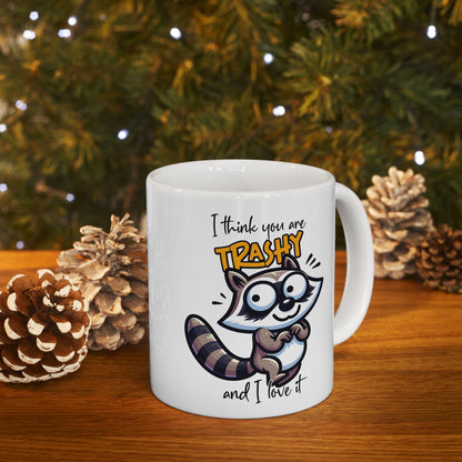 ColorFlow | Trashy and I Love It Raccoon Mug | Funny Animal Coffee Cup | 15oz Ceramic Mug | Cute Gift for Animal Lovers