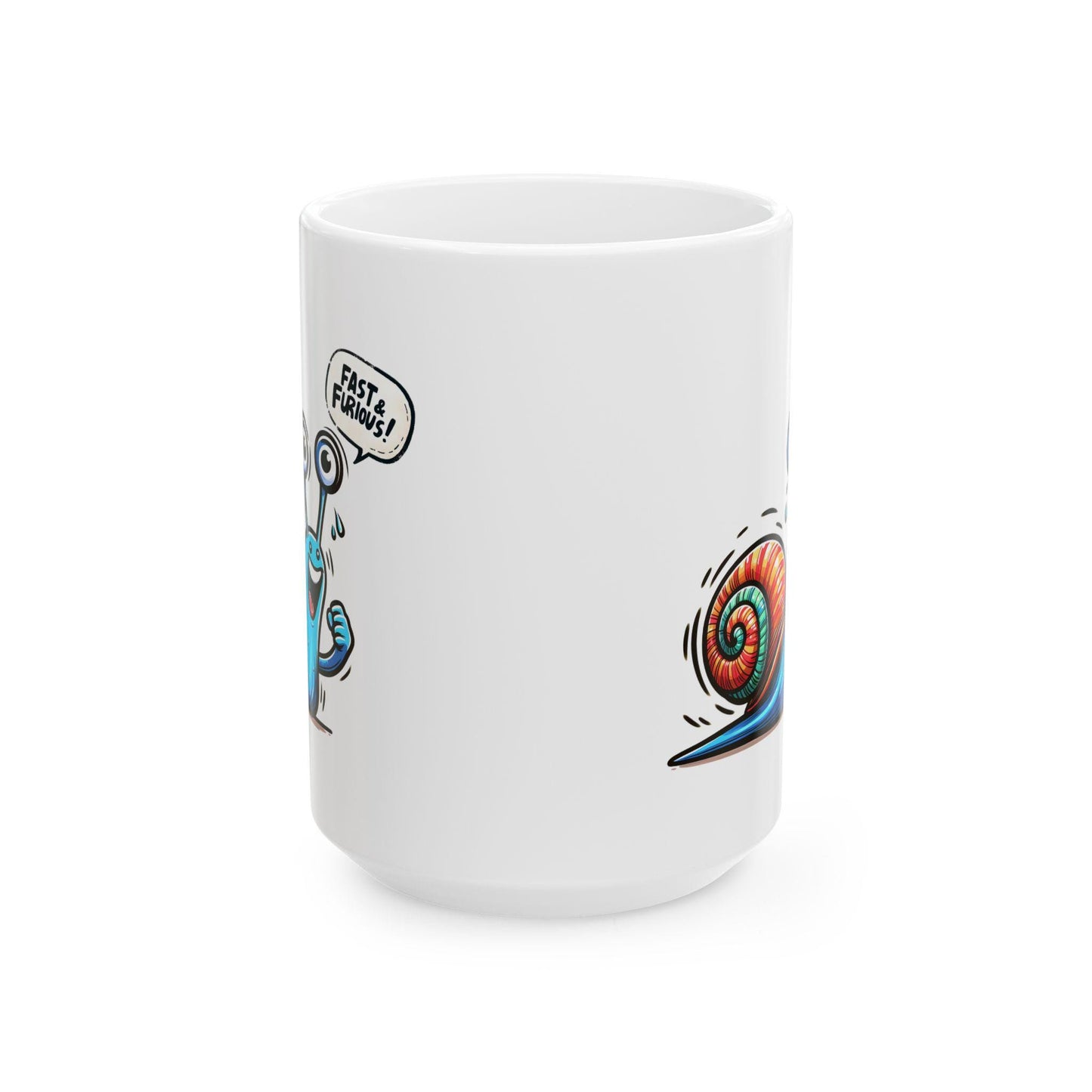 ColorFlow | Fast & Furious Snail Mug | Funny Coffee Cup | 15oz Ceramic Mug | Cute Motivational Gift for Animal Lovers and Coworkers