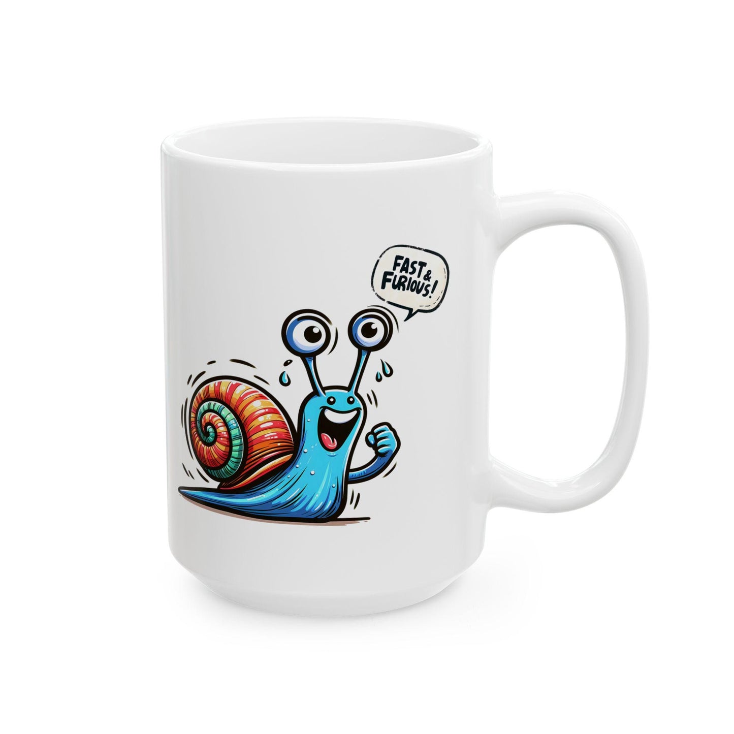 ColorFlow | Fast & Furious Snail Mug | Funny Coffee Cup | 15oz Ceramic Mug | Cute Motivational Gift for Animal Lovers and Coworkers