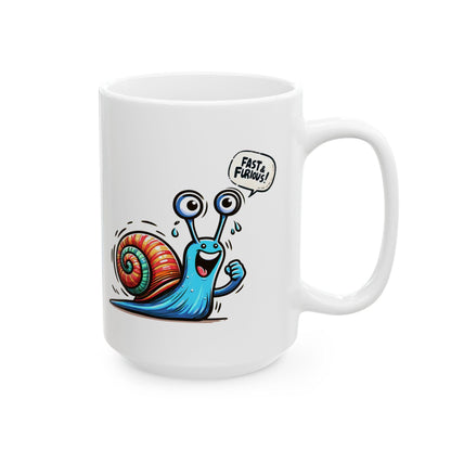 ColorFlow | Fast & Furious Snail Mug | Funny Coffee Cup | 15oz Ceramic Mug | Cute Motivational Gift for Animal Lovers and Coworkers