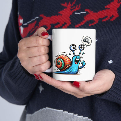 ColorFlow | Fast & Furious Snail Mug | Funny Coffee Cup | 15oz Ceramic Mug | Cute Motivational Gift for Animal Lovers and Coworkers