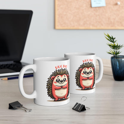 ColorFlow | Hug Me Hedgehog Mug | Cute Animal Coffee Cup | 15oz Ceramic Mug | Funny Gift for Animal Lovers & Coffee Fans