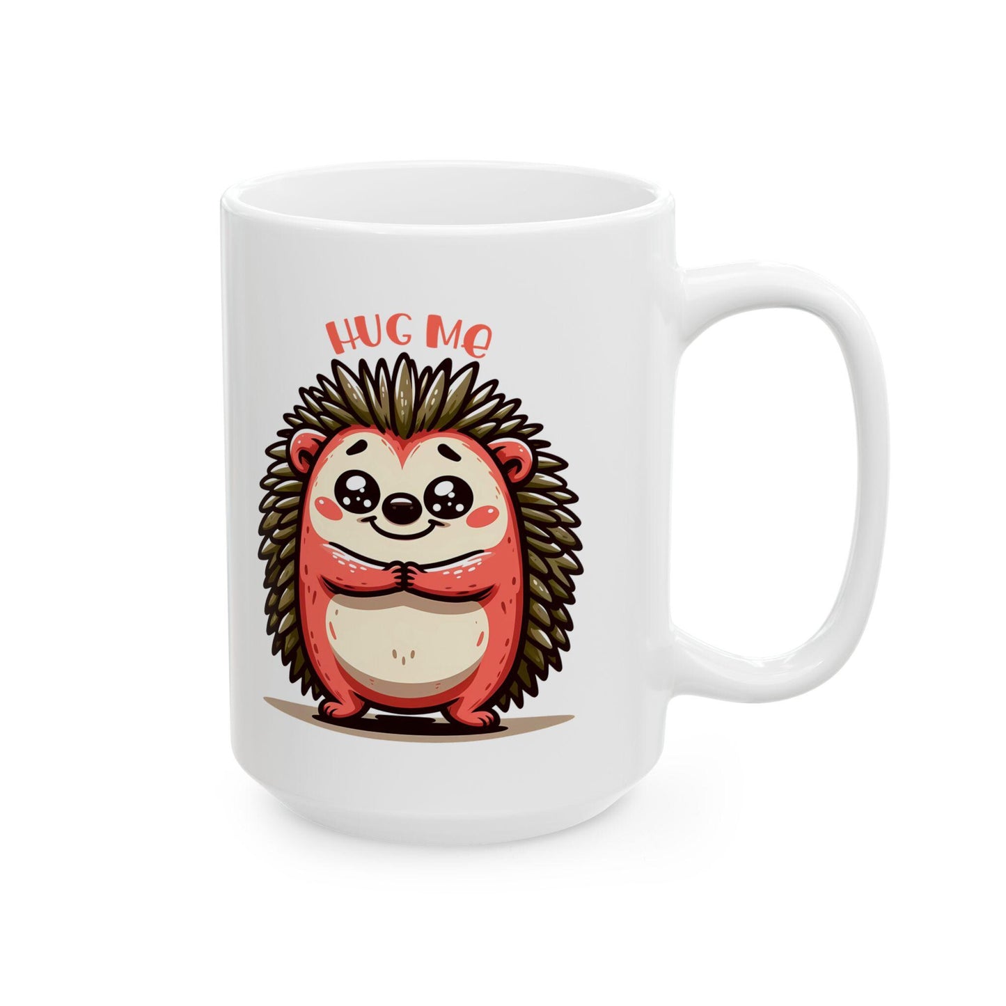ColorFlow | Hug Me Hedgehog Mug | Cute Animal Coffee Cup | 15oz Ceramic Mug | Funny Gift for Animal Lovers & Coffee Fans