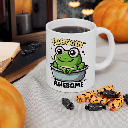ColorFlow | Froggin Funny Frog Coffee Mug | Cute Animal Humor Cup | 15oz Ceramic Mug | Gift for Frog Lovers & Coffee Fans