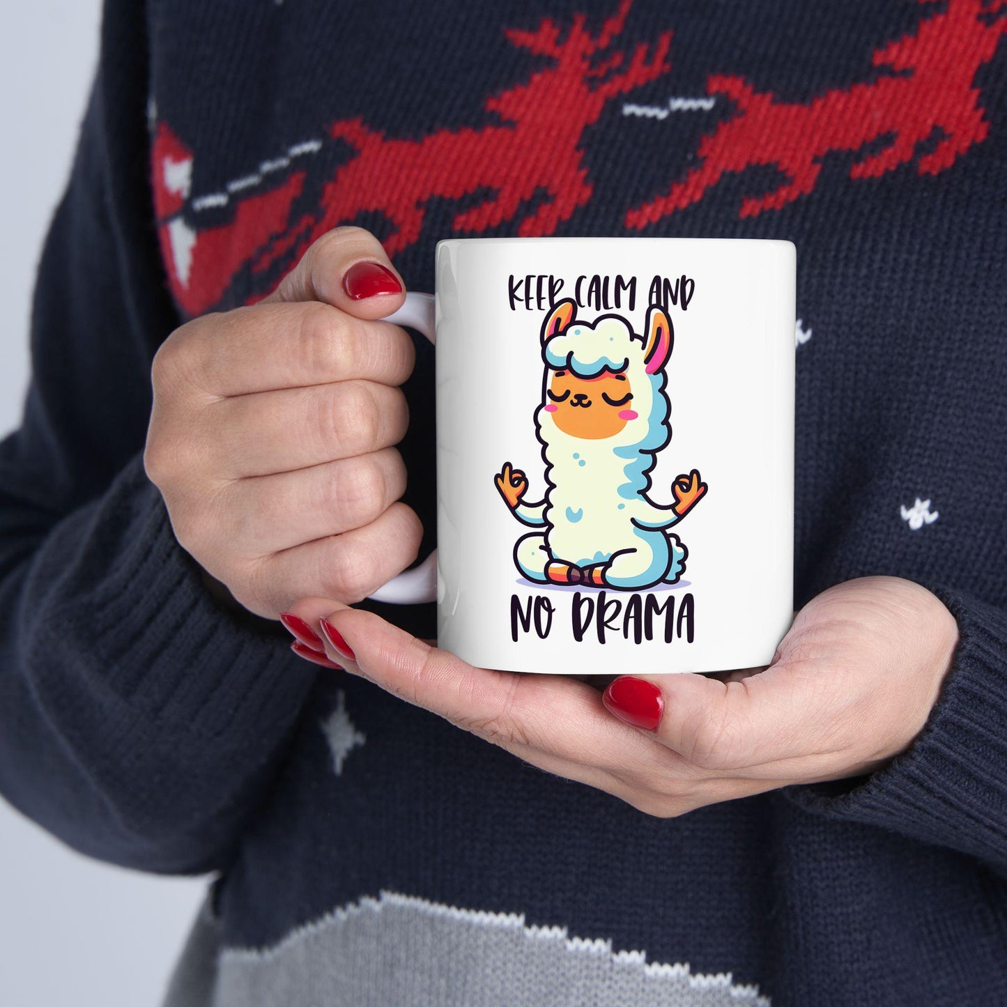 No Drama Llama Coffee Mug | Funny Meditating Animal Gift