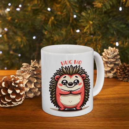 ColorFlow | Hug Me Hedgehog Mug | Cute Animal Coffee Cup | 15oz Ceramic Mug | Funny Gift for Animal Lovers & Coffee Fans