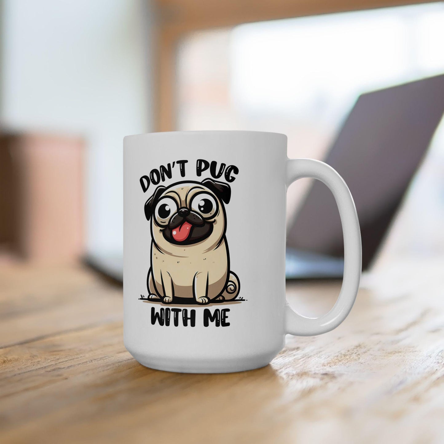 ColorFlow | Cute Pug Coffee Mug | Funny Dog Lover Cup | 15oz Ceramic Mug | Adorable Gift for Pet Owners & Coffee Lovers