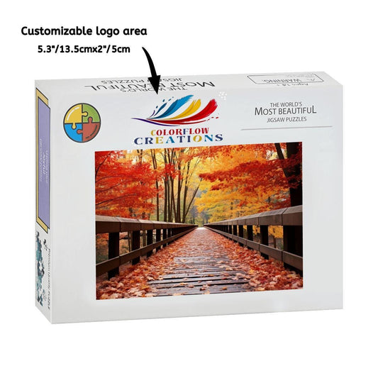 ColorFlow | Autumn Bridge Wooden Jigsaw Puzzle | Fall Landscape Art Puzzle for Adults and Kids | Relaxing Gift Home Decor