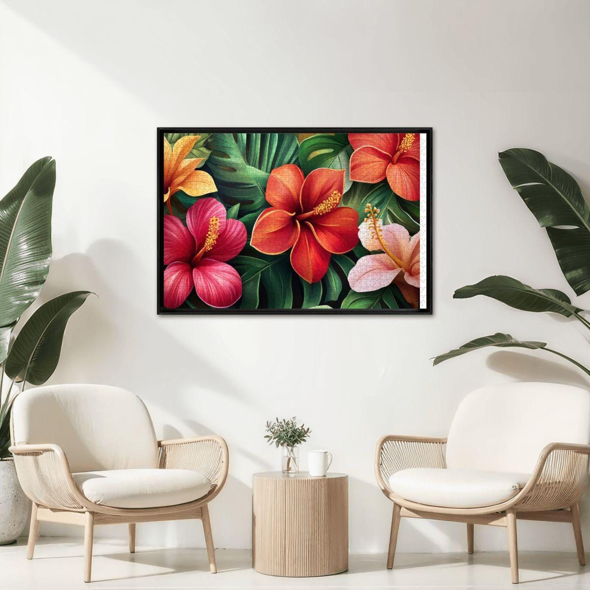 Tropical Hibiscus Wooden Jigsaw Puzzle | Vivid Floral Art Home Decor