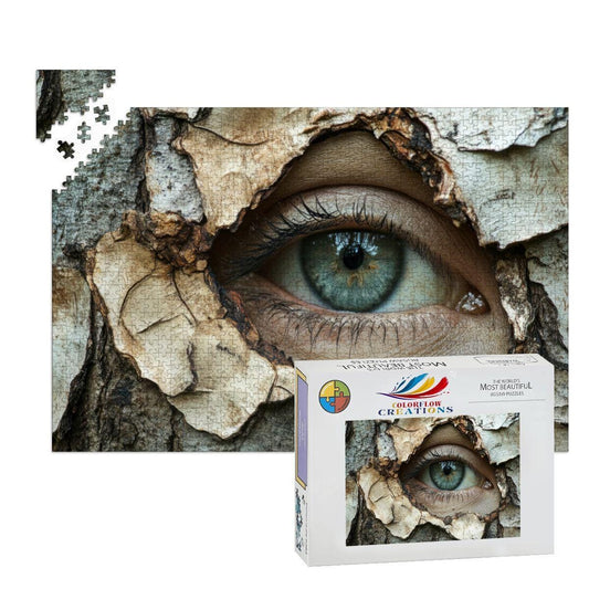 Surreal Tree Eye Wooden Jigsaw Puzzle | Unique Art Decor Gift