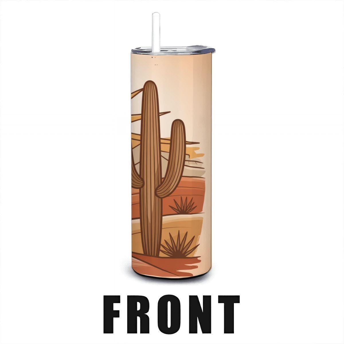 ColorFlow | Desert Sun Cactus 20oz Stainless Steel Tumbler with Straw | Southwestern Boho Travel Cup Gift