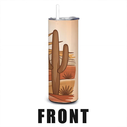 ColorFlow | Desert Sun Cactus 20oz Stainless Steel Tumbler with Straw | Southwestern Boho Travel Cup Gift