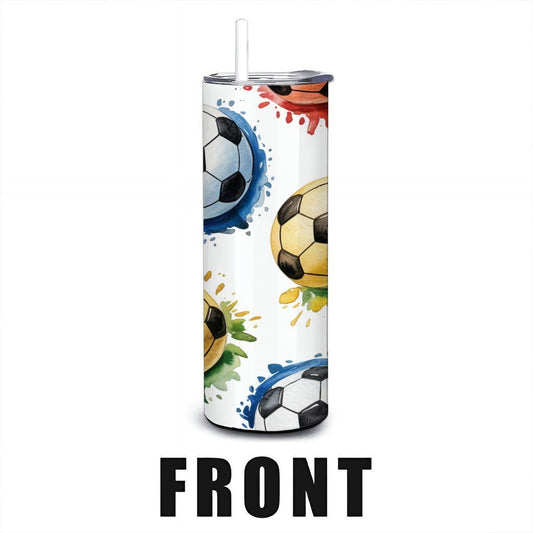 Soccer Watercolor Splash Tumbler | 20oz Stainless Steel Sports Cup