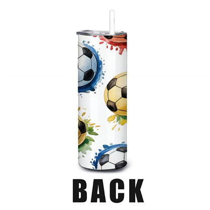 Soccer Watercolor Splash Tumbler | 20oz Stainless Steel Sports Cup