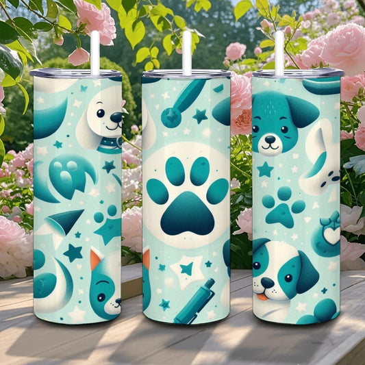 Puppy Paw Print Stainless Steel Tumbler | Dog Lover Gift