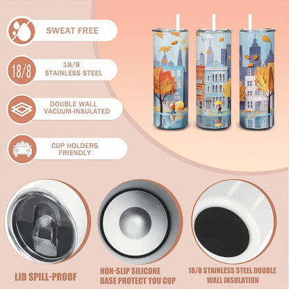 Autumn City Stroll Tumbler | 20oz Stainless Steel Insulated Cup
