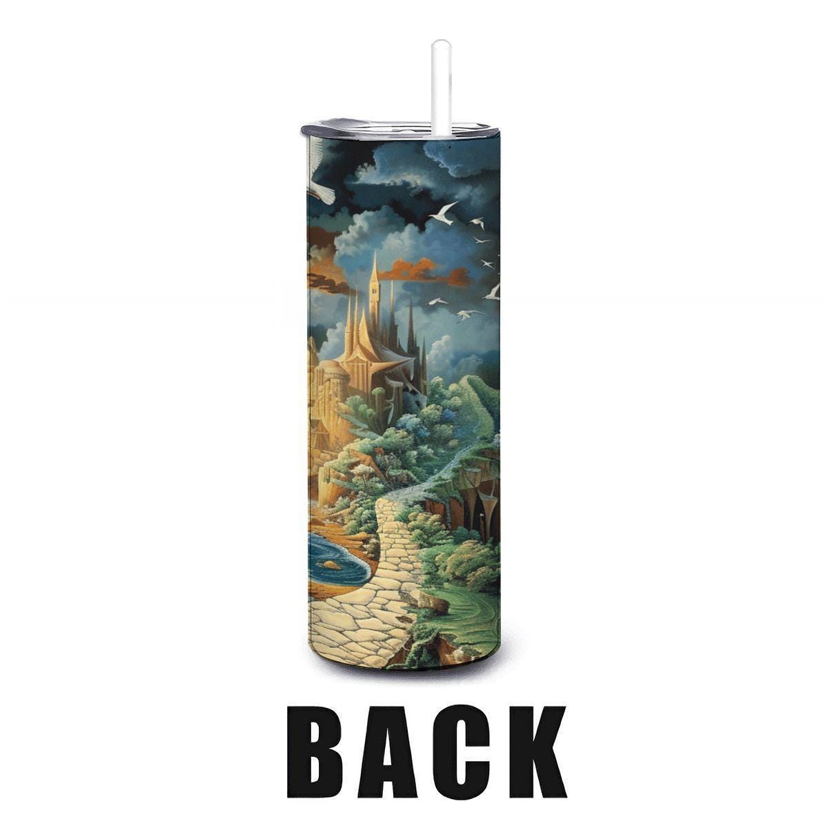 ColorFlow | Ocean Dreamscape 20oz Stainless Steel Tumbler with Straw | Fantasy Seascape Art Insulated Cup
