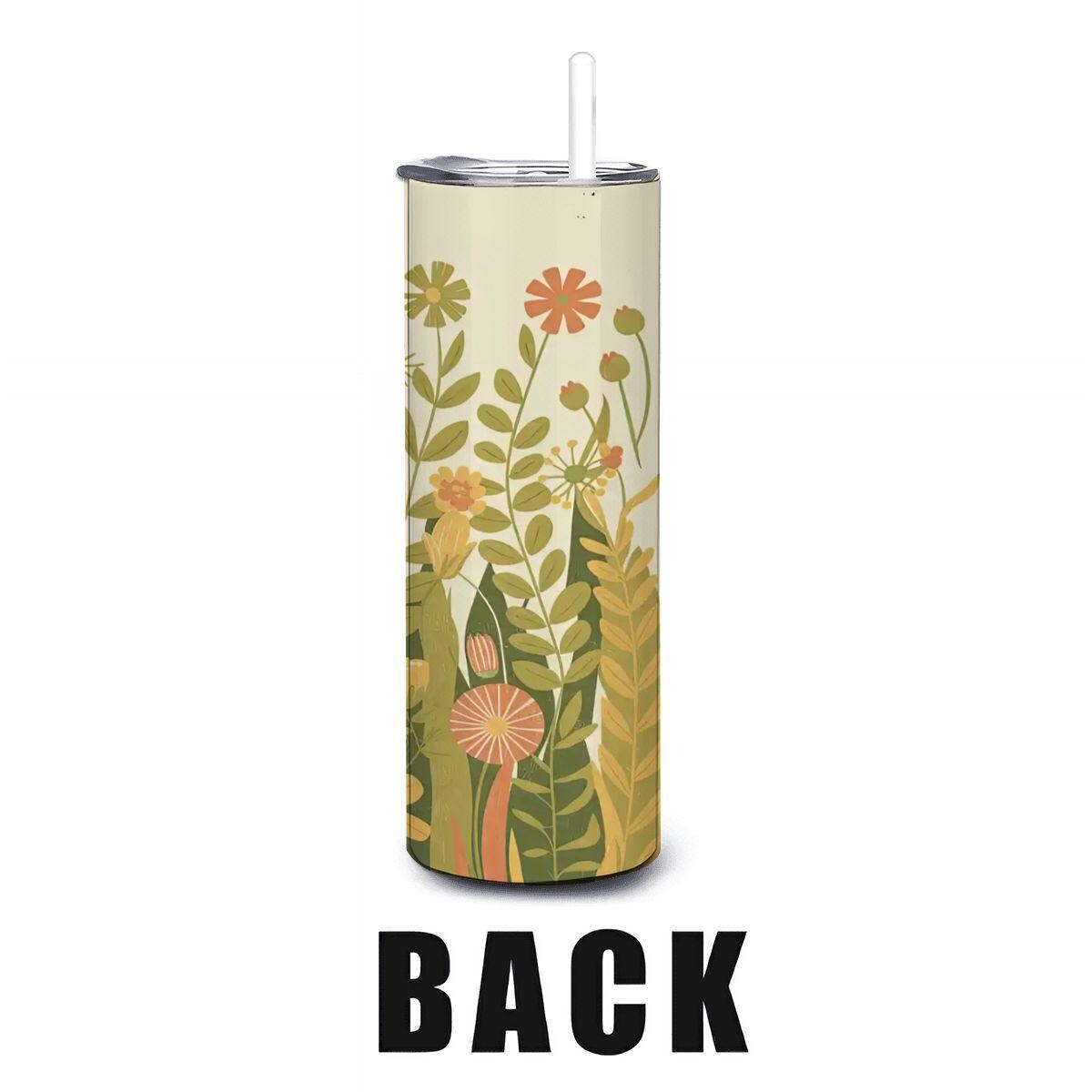 Boho Floral Meadow Tumbler | Stainless Steel Travel Cup with Straw