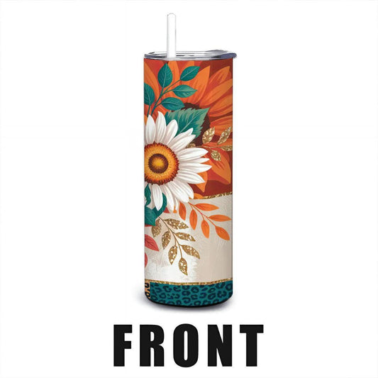 Sunflower Leopard Print Tumbler | 20oz Stainless Steel Travel Cup