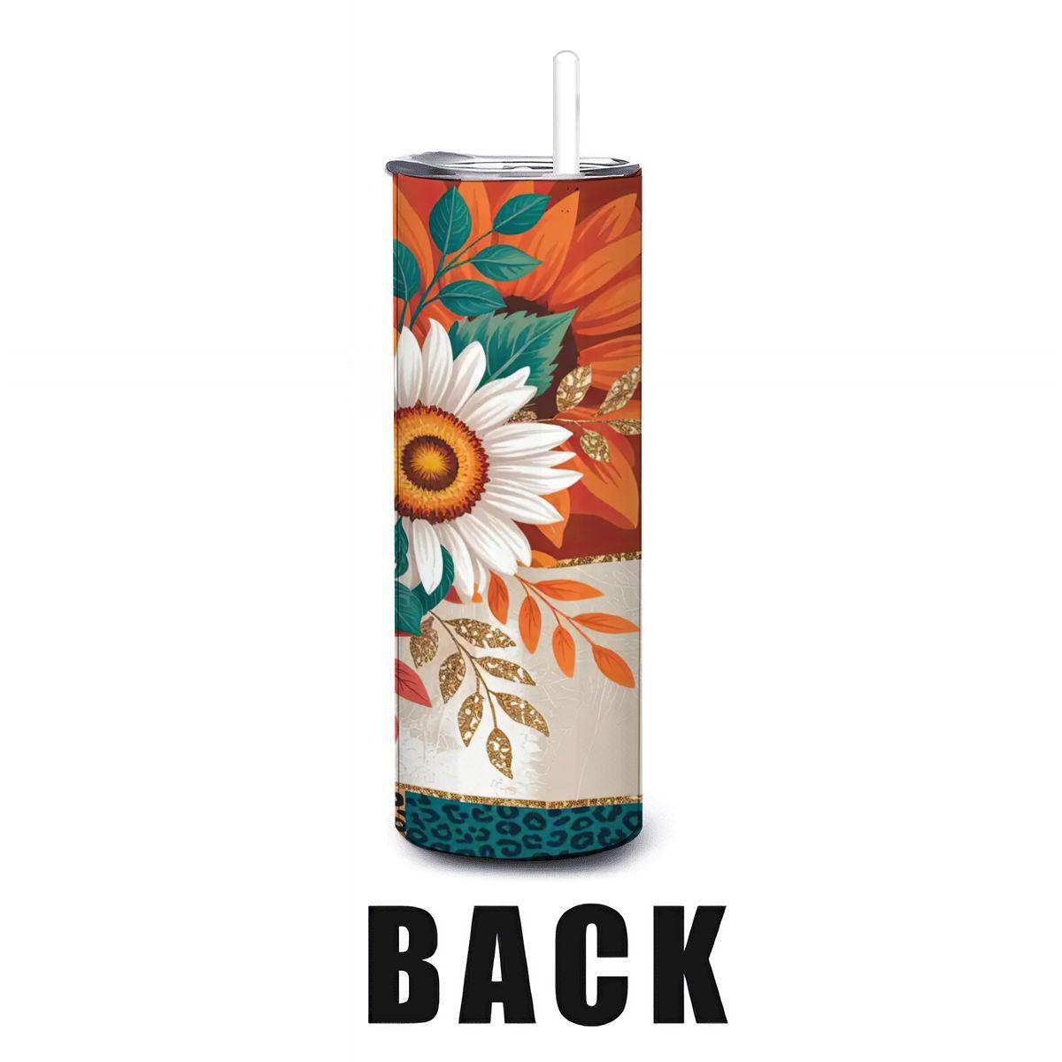 Sunflower Leopard Print Tumbler | 20oz Stainless Steel Travel Cup