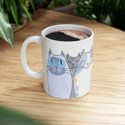 ColorFlow | Playful Cat Lover Mug | Cute 15oz Coffee Cup | Watercolor Kitty Art Mug | Gift for Cat Mom or Cat Dad