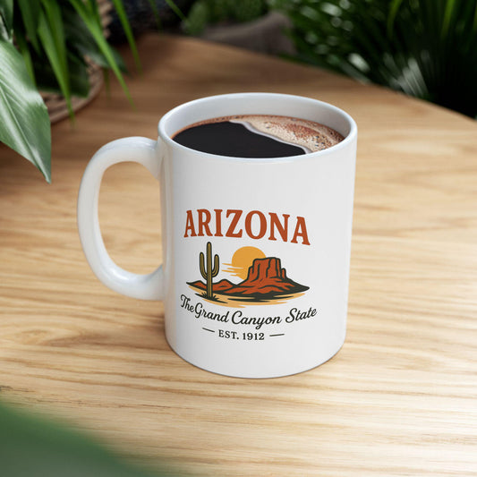 ColorFlow | Arizona Grand Canyon State Mug | Desert Sunset Cactus Coffee Cup | 15oz Ceramic Southwest Gift