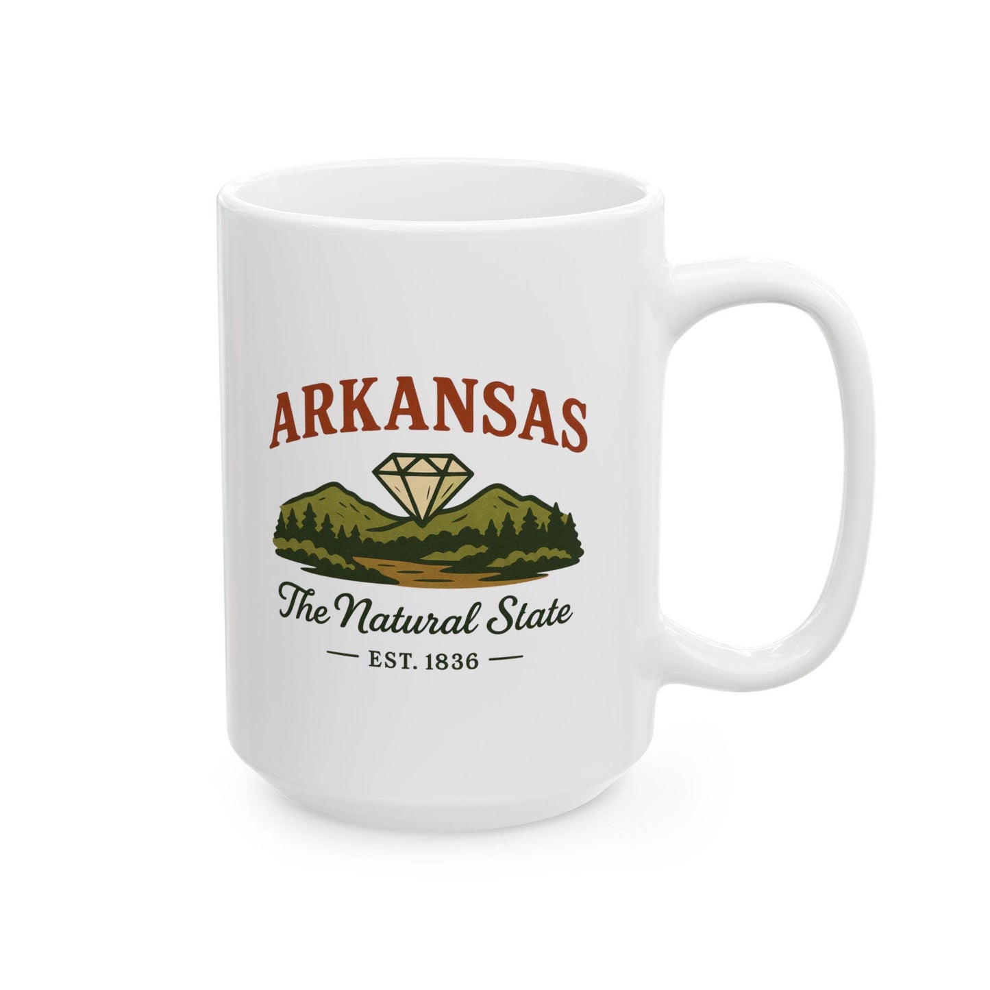 ColorFlow | Arkansas The Natural State Mug | Diamond Mountain Coffee Cup | 15oz Ceramic Nature Gift