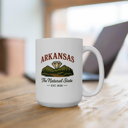 ColorFlow | Arkansas The Natural State Mug | Diamond Mountain Coffee Cup | 15oz Ceramic Nature Gift