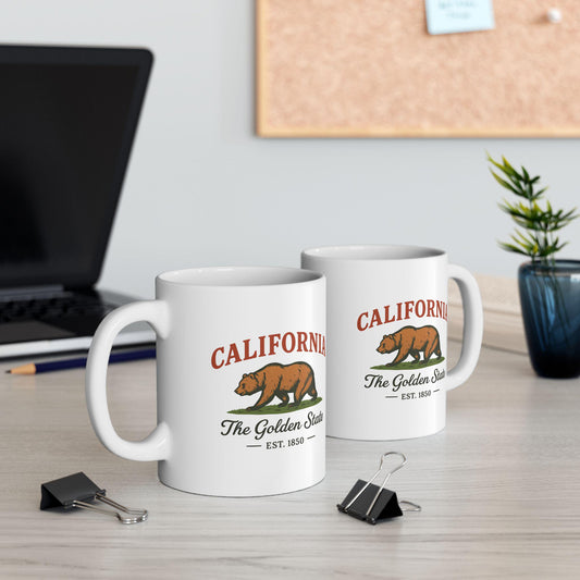 ColorFlow | California The Golden State Mug | Bear Design Coffee Cup | 15oz Ceramic West Coast Gift