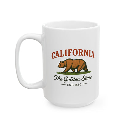 ColorFlow | California The Golden State Mug | Bear Design Coffee Cup | 15oz Ceramic West Coast Gift