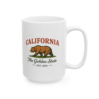 ColorFlow | California The Golden State Mug | Bear Design Coffee Cup | 15oz Ceramic West Coast Gift