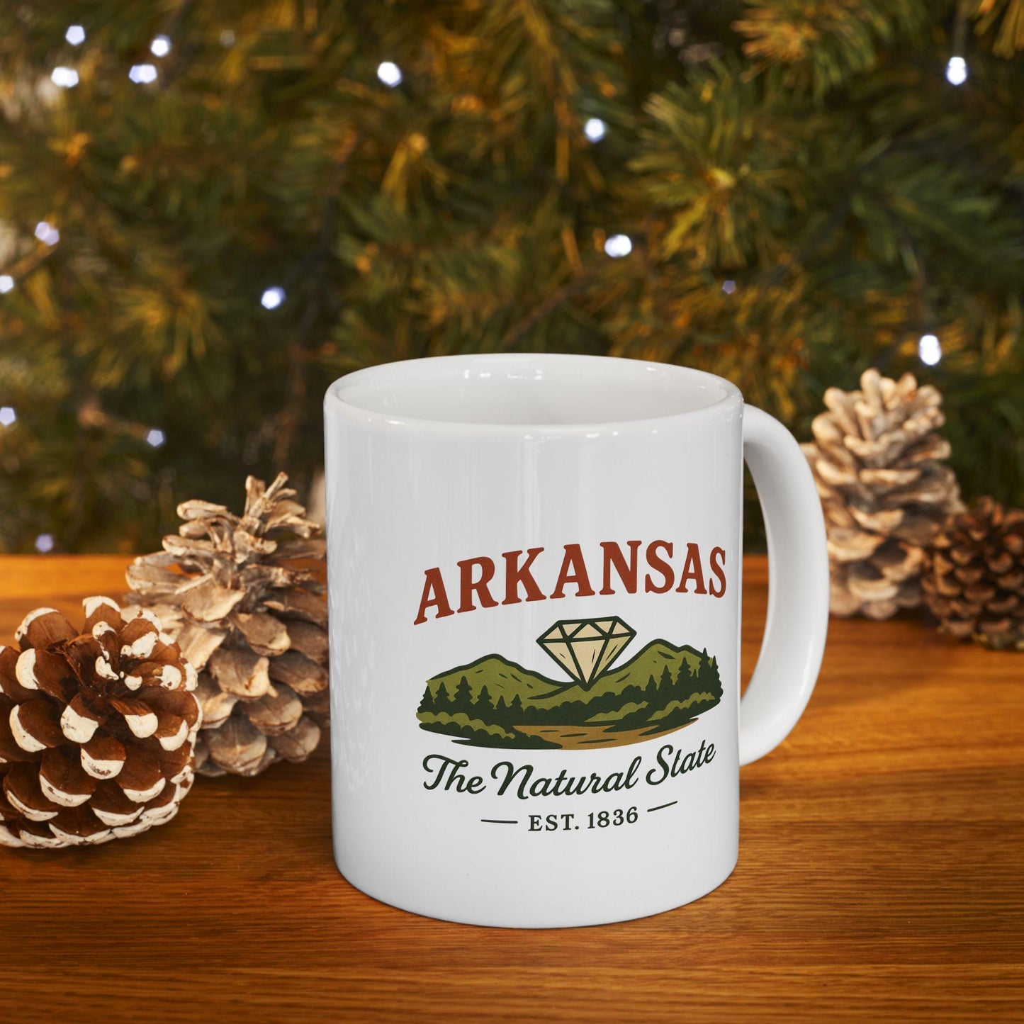 ColorFlow | Arkansas The Natural State Mug | Diamond Mountain Coffee Cup | 15oz Ceramic Nature Gift
