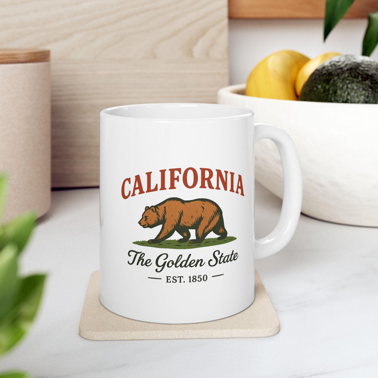 ColorFlow | California The Golden State Mug | Bear Design Coffee Cup | 15oz Ceramic West Coast Gift