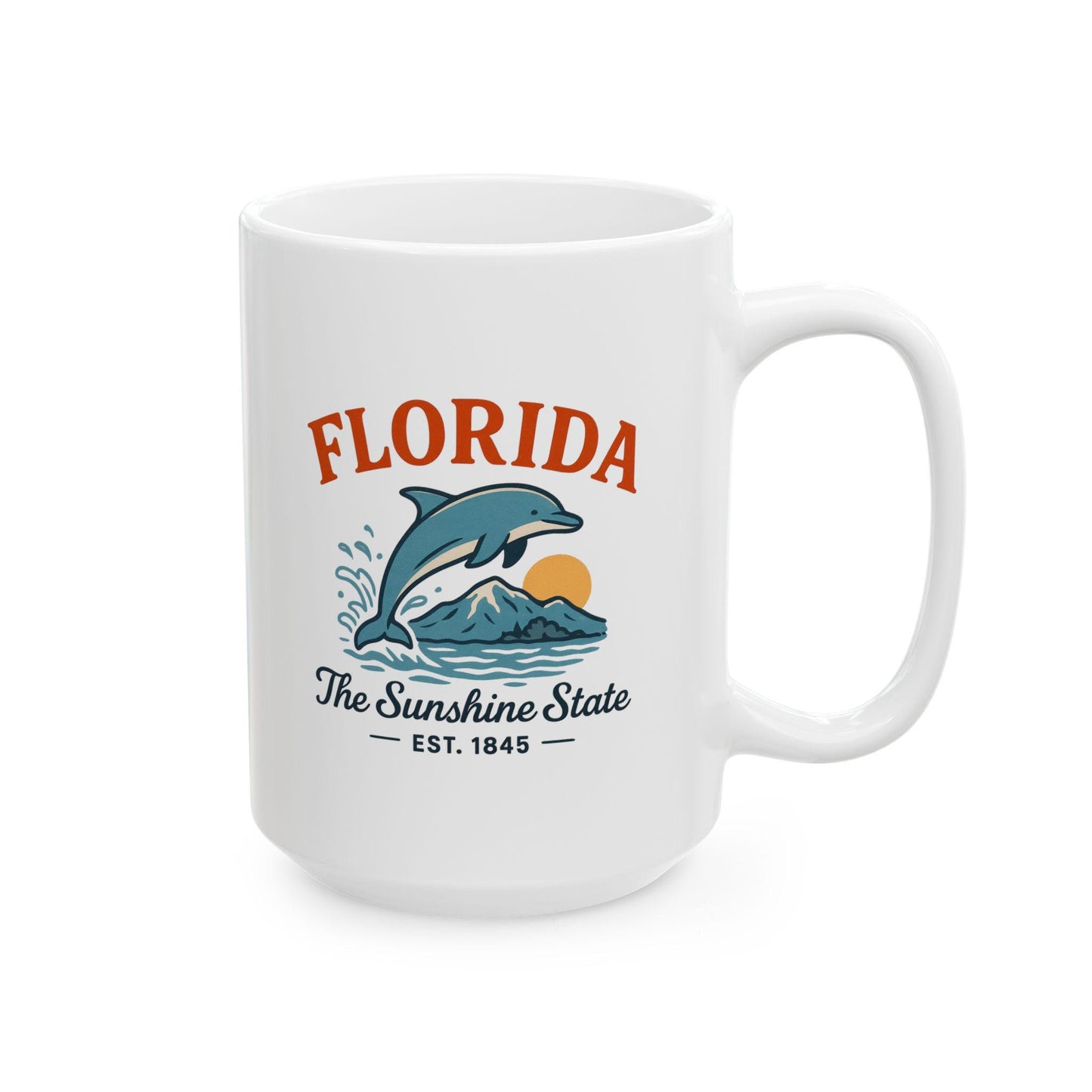 ColorFlow | Florida The Sunshine State Mug | Dolphin Ocean Coffee Cup | 15oz Ceramic Beach Gift