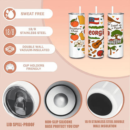 Georgia Sweet As A Peach Tumbler | Southern Charm Insulated Cup