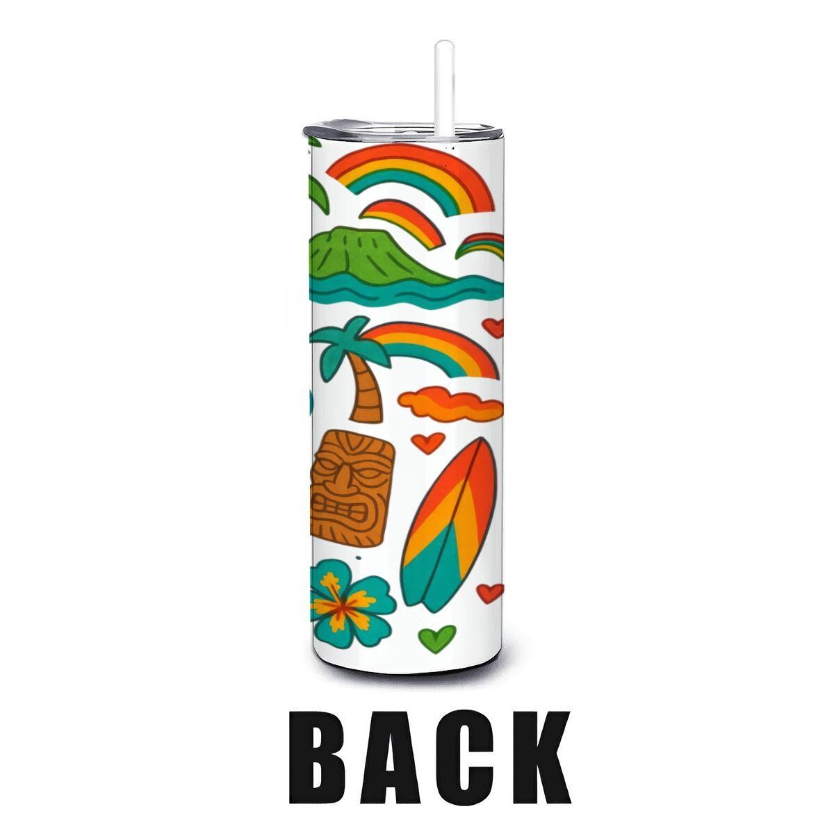 ColorFlow | Hawaii Aloha Tumbler | Tropical Island Stainless Steel Cup | 20oz Insulated Travel Mug with Straw