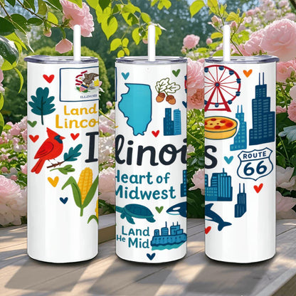Illinois Land of Lincoln Tumbler | Midwest Stainless Steel Travel Mug