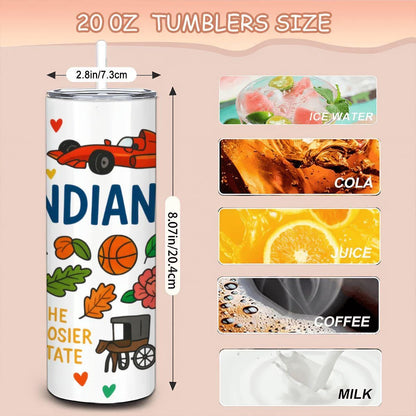 Indiana Hoosier State Tumbler | Racing Spirit Insulated Stainless Steel Cup