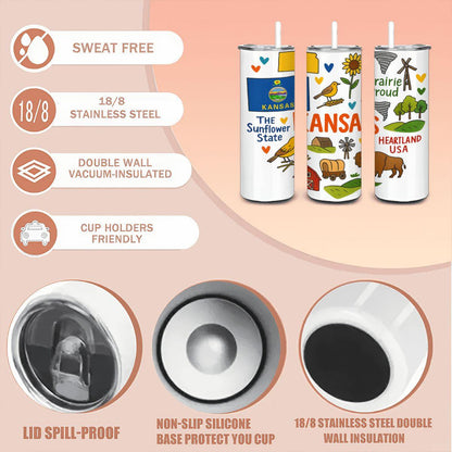 Kansas Sunflower State Tumbler | 20oz Insulated Stainless Steel Travel Mug