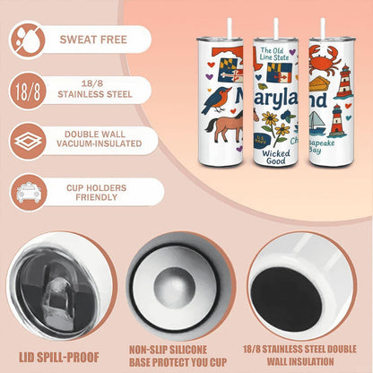 Maryland Chesapeake Bay Tumbler | 20oz Stainless Steel Insulated Cup