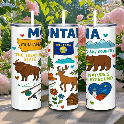 Montana Travel Mug | Big Sky Country Stainless Steel Tumbler with Straw