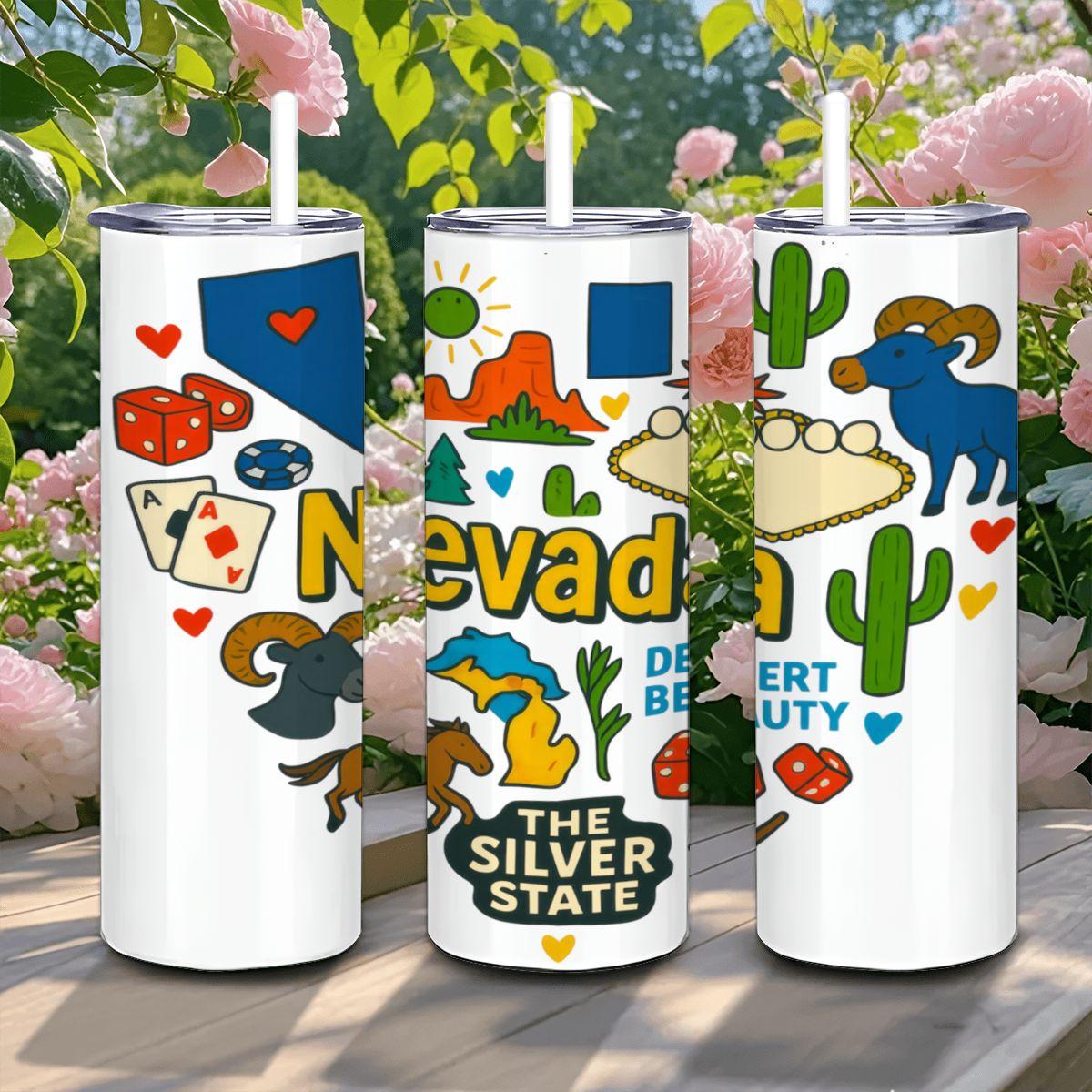 Nevada Desert Tumbler | Stainless Steel Travel Mug with Straw