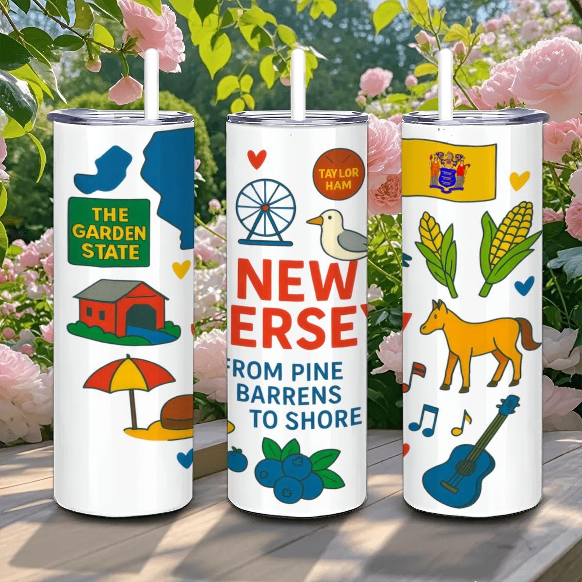 ColorFlow | New Jersey Garden State Tumbler | Pine Barrens to Shore | 20oz Stainless Steel Travel Mug with Straw