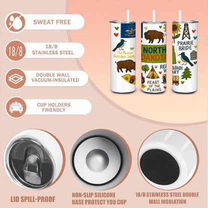 North Dakota State Pride Tumbler | Peace Garden State Travel Mug