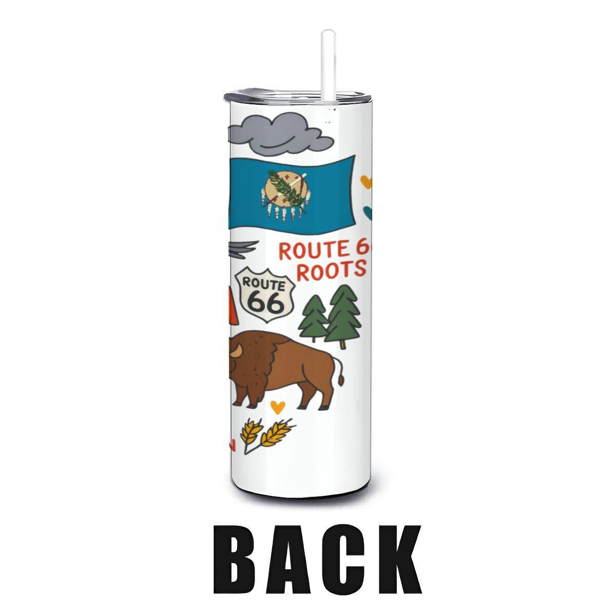 ColorFlow | Oklahoma State Pride 20oz Stainless Steel Tumbler with Straw | Route 66 Travel Mug | Sooner State Gift Cup