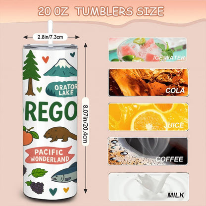 Oregon Travel Tumbler | 20oz Stainless Steel with Straw