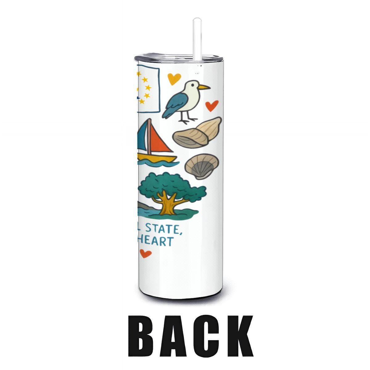 Rhode Island Stainless Steel Tumbler | Ocean State Travel Mug with Straw