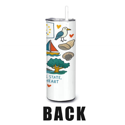 Rhode Island Stainless Steel Tumbler | Ocean State Travel Mug with Straw